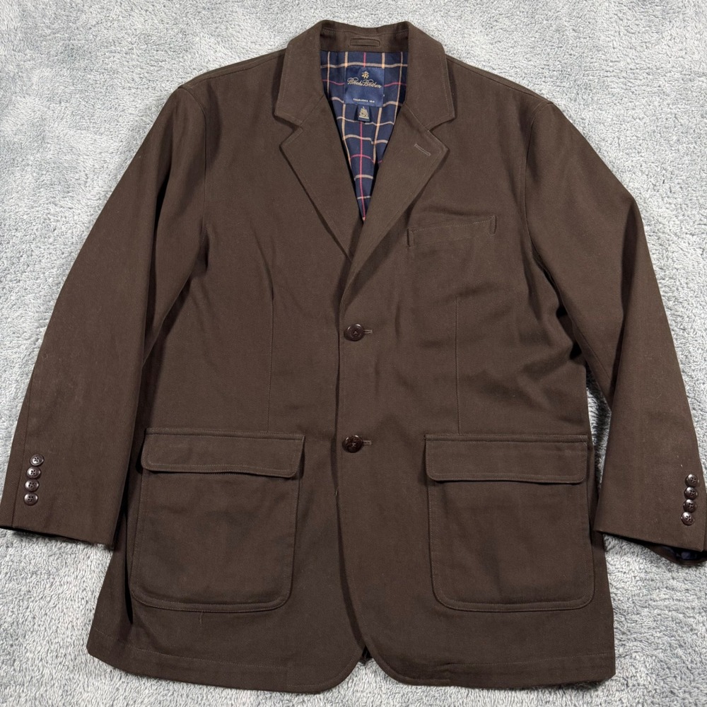 Brooks Brothers Wool Blend Twill Canvas Field Blazer Sport Coat Italy Fabric  L